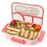 Yanlify Bento Box For Adults 4 Compartments Lunch Box Snack Containers Reusable Lunch Containers Drop-proof Dishwasher Safe & Ma