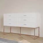 6 Drawer Chest Of Drawers White Rose Gold Or Black Gold MW236