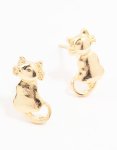 Goldair Gold Cat Stud Earrings