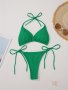 Women's 2 Piece Set Bikini Halter Bra V String Bottoms Women's Swimwear & Clothing