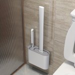 1SET Of 2 Toilet Brushes And 1 Holder Wall Mounted Toilet Brush And Holder Set Soft Toilet Brush Head Silicone Brush Head 2 Clea