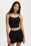 Cotton On Rib Graphic Tank - Black
