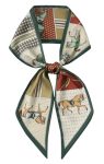 Chung Head Scarf Printed Hair Neck Scarves For Women Purse Handbag Silky Satin Long Thin Fashion Neck Tie 57 5.5" HORSE-4