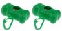 2 X Dog Poop Poo Plastic Bags Holder Set For Pet Walking - Green