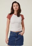 Cotton On Alana Raglan Short Sleeve Tee - Stone & Clay Brown