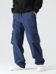 Men's Solid Color Straight Leg Cargo Pants Casual Comfy Spring And Fall Outdoor Trousers As Gift