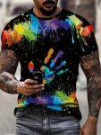 Men's Graffiti Graphic Print T-Shirt Casual Short Sleeve Crew Neck Tee Men's Clothing For Summer Outdoor