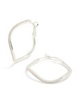 Silver Diamante Wavy Thin Hoop Earrings