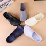 Men's Trendy Solid Slip On Eva Chef Shoes Comfy Non Slip Durable Slippers For Men's Outdoor Activities