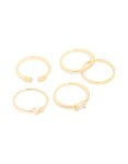 Goldair Gold Plated Open Rectangular Cubic Zirconia Rings 5-PACK - M l