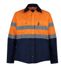 Pioneer Navy orange Hi-vis Shirt 100% Cotton Long Sleeve