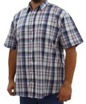 Mens Short Sleeve Check Shirt - 10XL Wht blue
