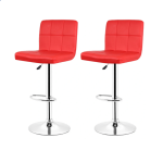 Bar Kitchen Counter Breakfast Stools - Set Of 2 - Red Colour