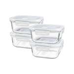 3 Piece 500ML Square Storage Container Set Clear