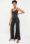 Sissy Boy Jumpsuit With Front Slits - Black