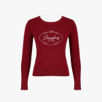 Sissy Boy Miss Me Long Sleeve Knit Top Burgandy - 10XL
