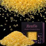 Renfio Iridescent Translucent Broken Crushed Glass Glitter Shards Crush 2-4MM Irregular Small Metallic Chunky Chips 3.5OZ 100G H