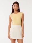 Mara Crew Neck Tank Top - L Pale Banana