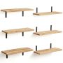 6-PC Modern Wooden Floating Wall Shelves - Living Room & Bedroom