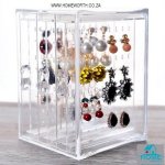 Acrylic Jewelry Storage Box Earring Display Stand Organizer Holder With 3 Vertical Drawers
