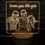 Sketched Custom LED Night Light - Rectangle Real Wood Base Warm White Light