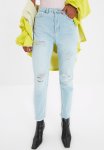 Ripped High Waist Mom Jeans - Light Blue