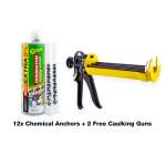 12PC Chemical Anchor Vinylester 420ML Styrene Free C w 2 Caulking Gun - Easter Special