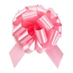 Restaurantware Gift Tek 5.5 Inch Ribbon Pull Bows 10 Satin Pull Bows - 20 Loops Instant Pull Design Light Pink Plastic Flower Bo