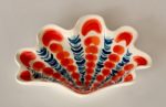 Ceramic Shell Plate Blue & Coral –
