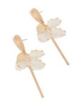 Goldair Gold White Petal & Bar Drop Earrings