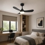 Compact Dc Ceiling Fan With LED Light And Remote Black Or White - White