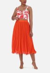 SIERRA Pleated Midi Skirt - Tangerine