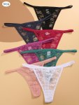 7PCS Solid Floral Lace Semi Sheer Thongs Sexy Comfy Breathable Stretchy Intimates Panties Women's Lingerie & Underwear