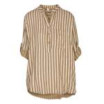 Stripe Oversized Mandarin Shirt - Toast Free