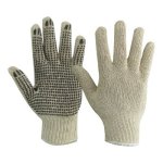 Poly cotton String Knit Gloves Pvc Dots Single Sides 50S