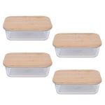 - 4-PIECE Glass Food Storage Containers With Bamboo Lids