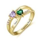 CRI103454 - Gold Plated 925 Sterling Silver Personalized Ring Names And Birthstones