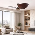 High Breeze 3-BLADE Ceiling Fan Antique Bronze And Mahogany Palm Leaf