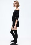 Rib-knit Off-the-shoulder Jumper - Black