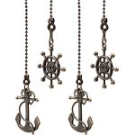 4 Pieces Vintage Anchor And Wheel Ceiling Fan Pull Chain With 14 Inches Fan Pulls Chain Extender For Bathroom Toilet Light Ceili