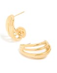 Waterproof Gold Plated Stainless Steel Layered Hoop Earrings