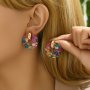 Elegant Style Dangle Earrings Vibrant Color Round Acetate Drop Earrings Vintage Style Hollow Circle Drop Earrings