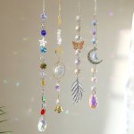 1PC 4PCS Crystal Sun Catcher Stars Moon Butterfly Feather Prism Ball Lighting Home Window Room Decoration Wind Bell Pendant Gard