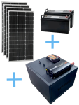 ADH130C Solar Off Grid System. Pure Sign 2KW Inverter 2X100AH Lithium Batt. S panels 100W X 4