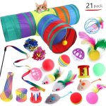 Interactive Feather Cat Toy Set With Foldable 3-WAY Tunnels For Indoor Cats - Promotes Exercise And Playful Bonding Time