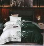 Smte Bedspread Set 5 Piece Microfiber F14 D11 White & Green Double With Keychain