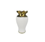 White Ceramic Vase With Gold Edge