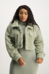 Chloe Cropped Teddy Jacket - Sage - L