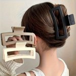 3PCS Large Matte Hair Claw Clips - Simple Rectangular Design Solid Color Perfect For Everyday & Casual Wear