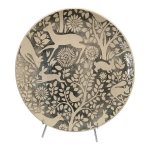 Large Round Platter With Woodlands Theme Black
